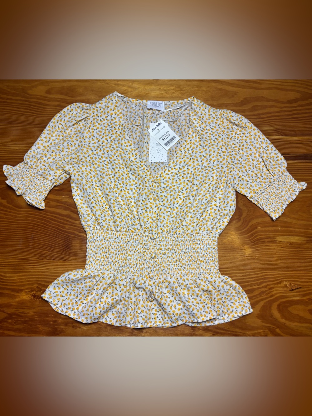 Sienna Sky Yellow Floral Smocked Blouse